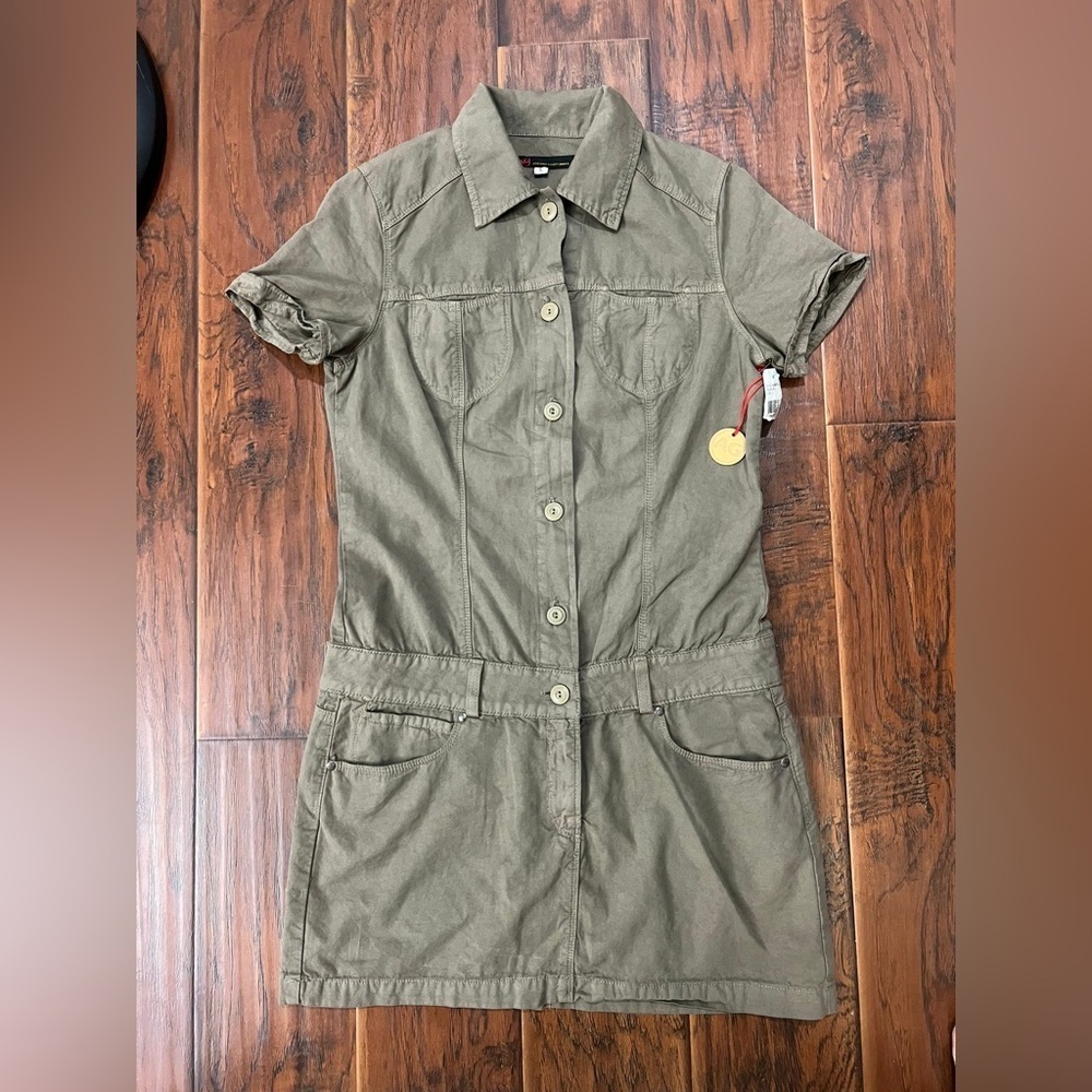 AG Adriano Goldschmied Olive Green Large “The Marilyn” Shirt Dress